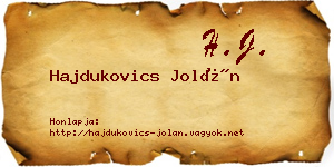 Hajdukovics Jolán névjegykártya