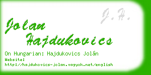 jolan hajdukovics business card